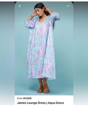 RHODE James Lounge Dress with Aqua Greco Print XS/S